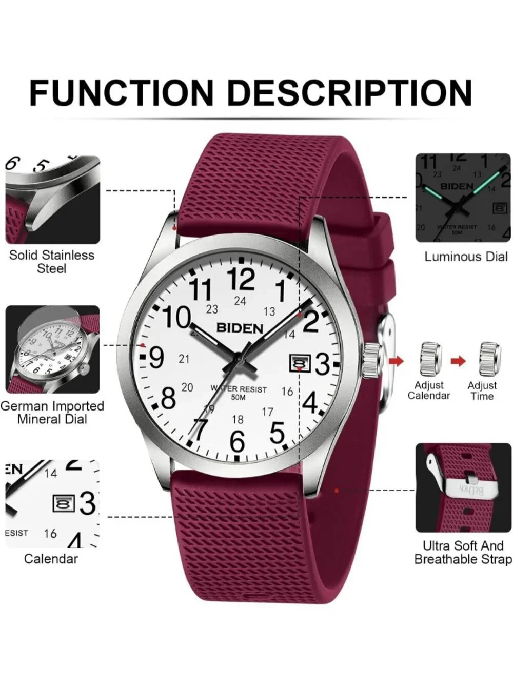 Men's Purple Analog Quartz Unisex Medical Professionals Waterproof Nurse Watch